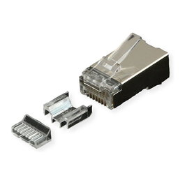 ROLINE 21.17.3099 Conector Modular RJ-45 Blindado Cat.6A (EA) para Sólido/Flexible, Plata, Metal/Plástico, Paquete de 10 Piezas