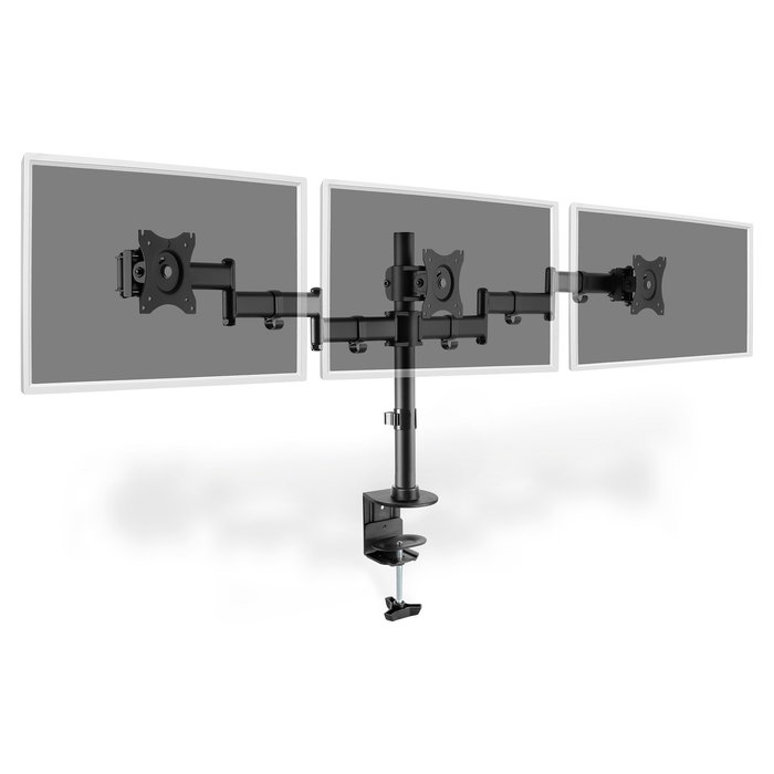 Digitus Soporte Triple Monitor, para 3x 27 Pulgadas, 8 kg por Monitor, Negro