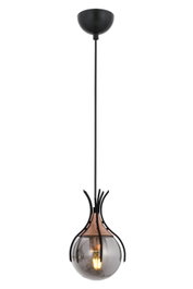 Opviq AV-1766-1BSY Araña Industrial Metal Cristal 80cm Diámetro 13cm Color Negro Bronce IP20
