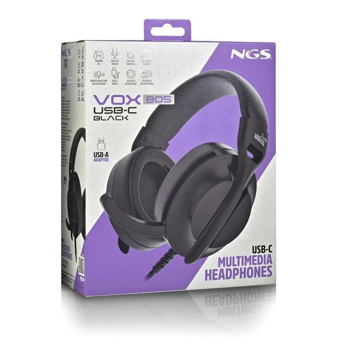 NGS VOX805 USB-C BLACK Auriculares con Micrófono Negro NGS VOX805 USB-C BLACK Auriculares con Micrófono Negro