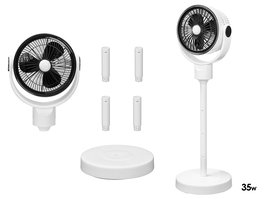 Argon Ventilador Giratorio con Soporte Ajustable, 2 Velocidades 35W, Color Blanco y Negro, Dimensiones 26.5x84x26.5 cm (Set de 4)