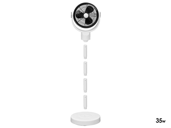 Argon Ventilador Giratorio con Soporte Ajustable, 2 Velocidades 35W, Color Blanco y Negro, Dimensiones 26.5x84x26.5 cm (Set de 4)