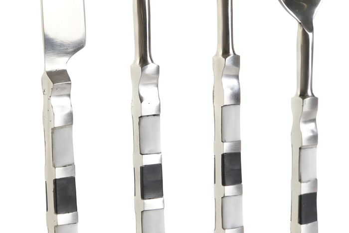 DKD Home Decor Cubertería Set de 16 Inox Resina Plateado Negro 1.5 x 22 x 4.5 cm DKD Home Decor Cubertería Set de 16 Inox Resina Plateado Negro 1.5 x 22 x 4.5 cm