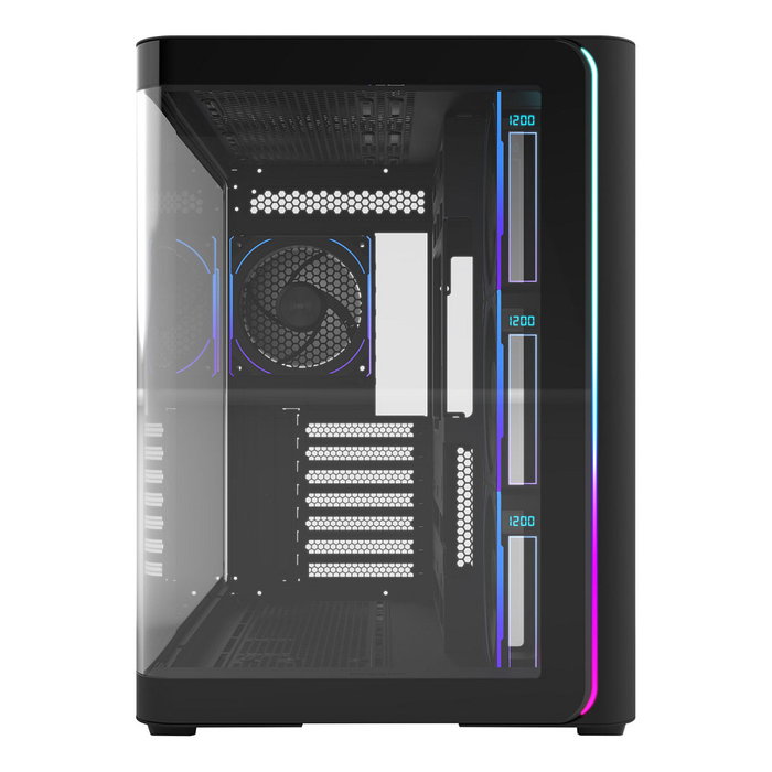 FSP M580-BP Plus Caja de Ordenador Midi Tower Negro ARGB con Panel de Vidrio Templado, Compatible ATX/mATX/ITX, Ventiladores Incluidos