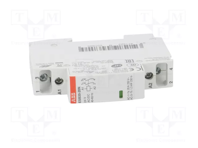 ABB ESB20-20N-01 Contactor 2-polar 20A 24VAC/24VDC ABB ESB20-20N-01 Contactor 2-polar 20A 24VAC/24VDC