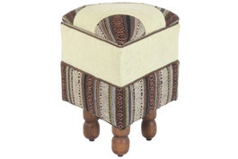 DKD Home Decor Afrkn Reposapiés Alpino Multicolor 40 x 40 x 45 cm Algodón y Mango