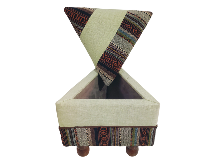 DKD Home Decor Afrkn Reposapiés Alpino Multicolor 40 x 40 x 45 cm Algodón y Mango