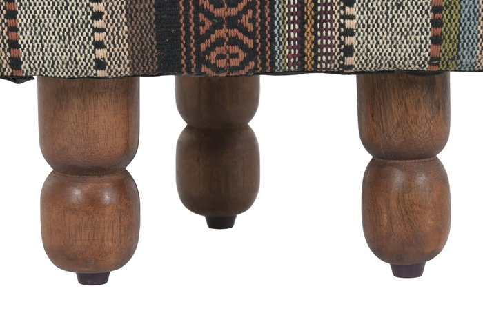 DKD Home Decor Afrkn Reposapiés Alpino Multicolor 40 x 40 x 45 cm Algodón y Mango