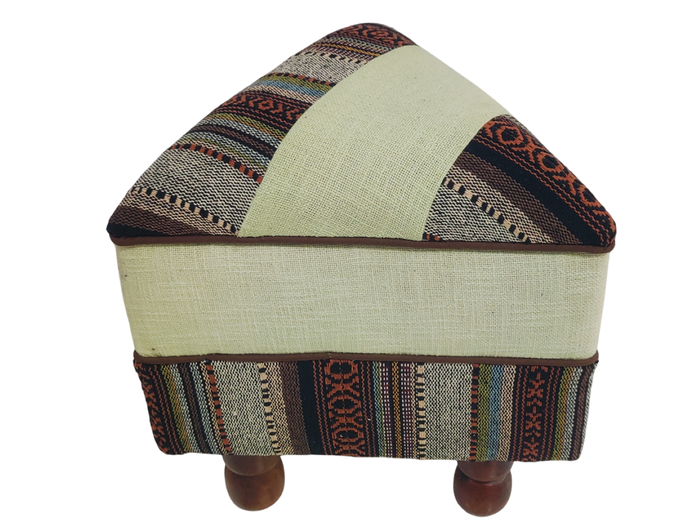 DKD Home Decor Afrkn Reposapiés Alpino Multicolor 40 x 40 x 45 cm Algodón y Mango