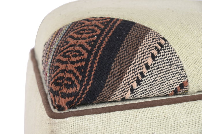 DKD Home Decor Afrkn Reposapiés Alpino Multicolor 40 x 40 x 45 cm Algodón y Mango