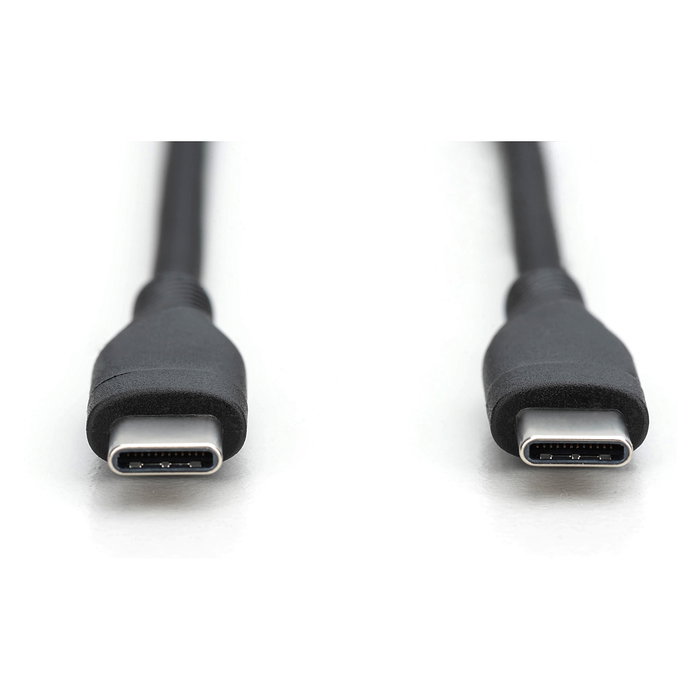 Digitus Cable USB-C a USB-C 2.0 Silicona 2 Metros Negro - Conector Tipo C Doble Macho, 0.48 Gbit/s, 60W Power Delivery