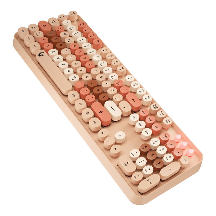 KeySonic KSKM-8200M-RF (DE) Desktop-Set Inalámbrico QWERTZ con Ratón, Teclado de Membrana Beige/Marrón/Rosa