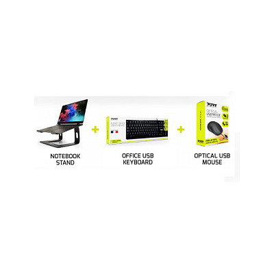 PORT Designs Teclado Alámbrico USB Negro con Ratón Óptico 1000 DPI - Modelo 501896, Cable 1.5 m, Teclado Numérico, Para Oficina