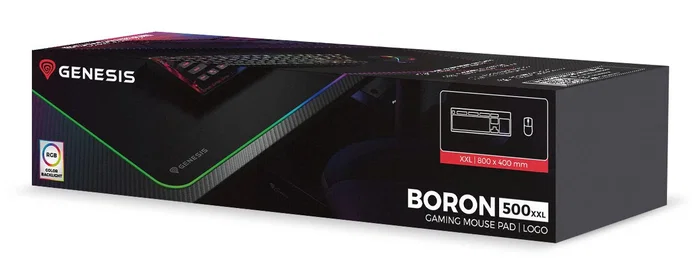 Genesis Boron 500 XXL RGB Alfombrilla de Ratón Gaming, Negro, Tela, Iluminación LED Multicolor, USB, 800x400 mm