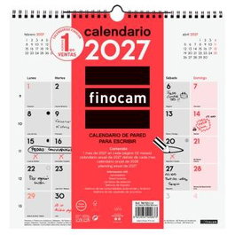 Finocam Calendario de Pared Anual 2027 para Escribir 30x30 cm