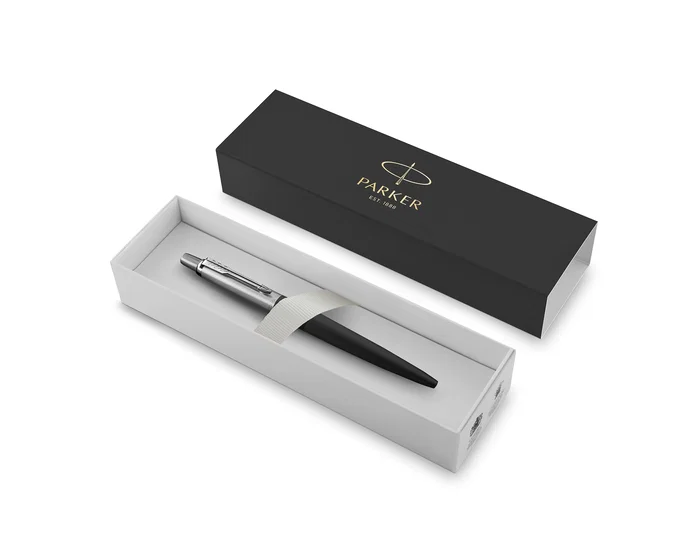 Parker Jotter Bond Street Negro/Acero Tinta Azul el Bolígrafo Retráctil con Clip de Flecha en Acero