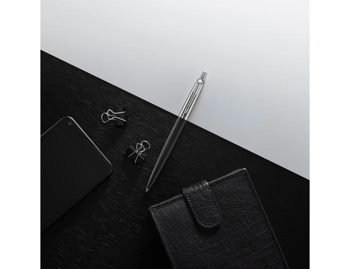 Parker Jotter Bond Street Negro/Acero Tinta Azul el Bolígrafo Retráctil con Clip de Flecha en Acero