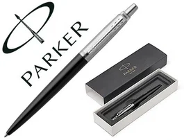 Parker Jotter Bond Street Negro/Acero Tinta Azul el Bolígrafo Retráctil con Clip de Flecha en Acero