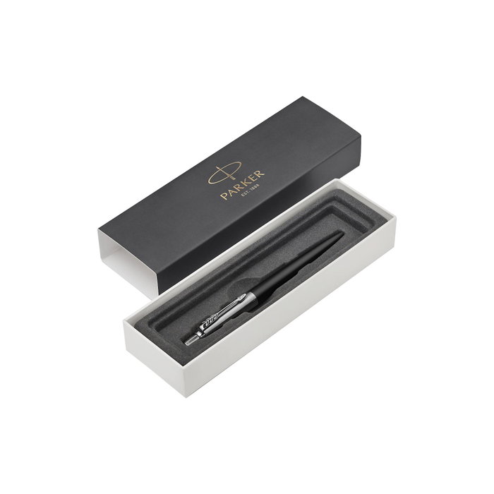 Parker Jotter Bond Street Negro/Acero Tinta Azul el Bolígrafo Retráctil con Clip de Flecha en Acero