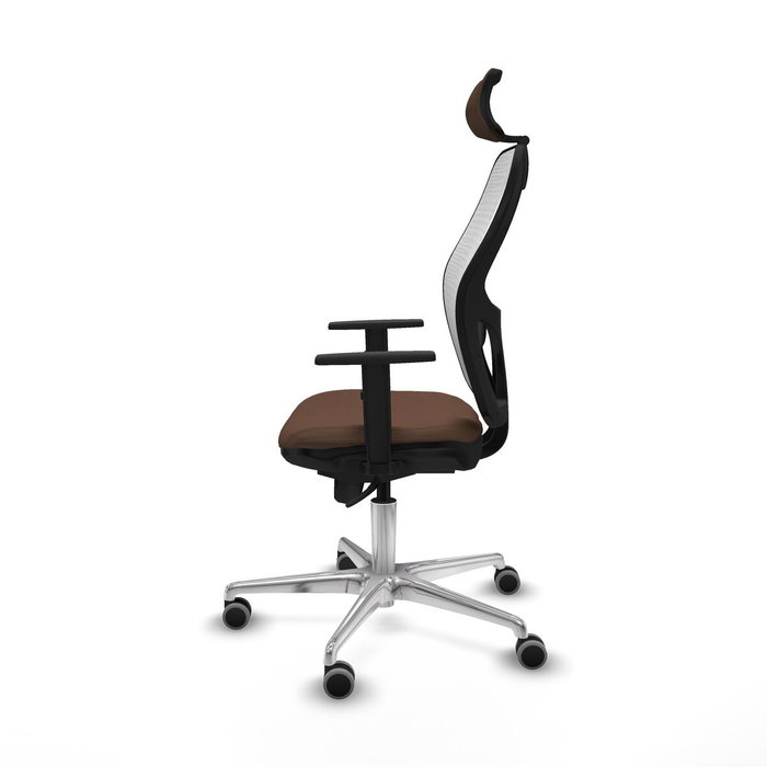 PIQUERAS Y CRESPO Silla de oficina Jorquera con mecanismo Sincro, tela marrón y malla blanca PIQUERAS Y CRESPO Silla de oficina Jorquera con mecanismo Sincro, tela marrón y malla blanca