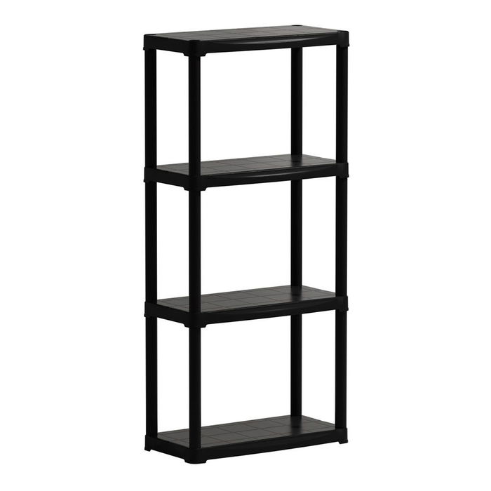 Art Plast - Estantería Línea Tempo, 4 Estantes de Polipropileno Negro, 60x30x133 cm, Carga 20 kg/Balda
