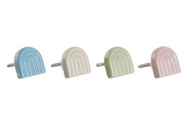 DKD Home Decor Pomo Cerámica Hierro Azul Rosa Verde Blanco 5.5 x 4 x 4 cm (12 Unidades)