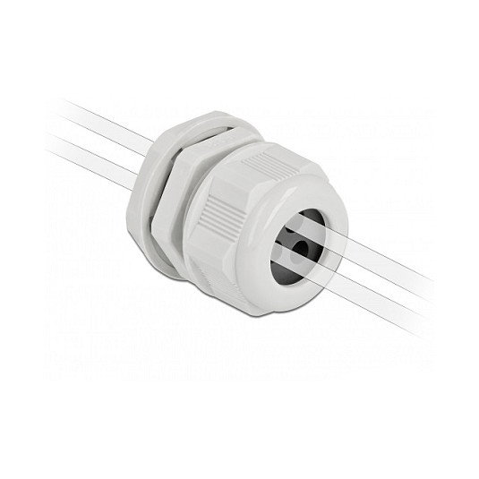 DeLOCK Prensaestopas PG9 gris con tres entradas para cable redondo (2 piezas)