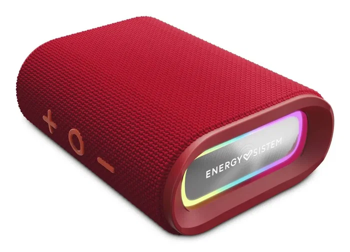 Energy Sistem Altavoz Bluetooth Portátil StreetPlay Rojo 8W IPX6 Resistente al Agua, Radio FM, Lector MicroSD, 12h Autonomía, Luces LED