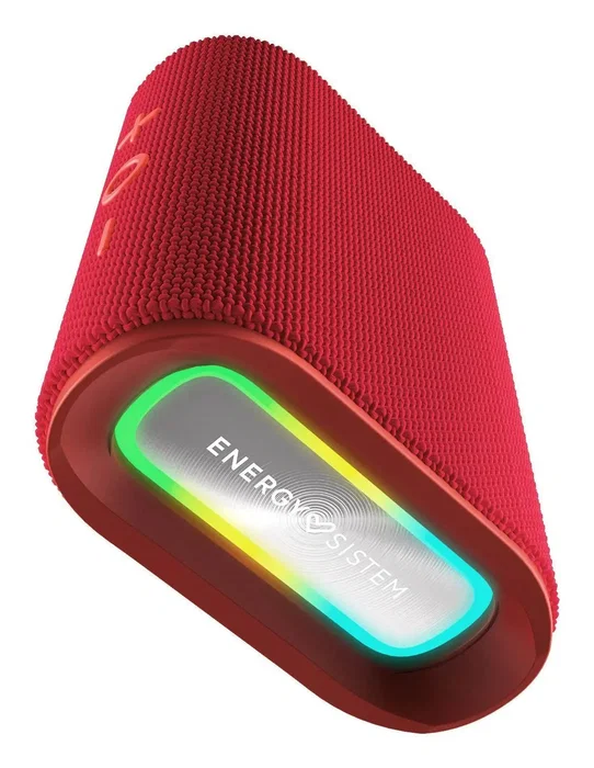 Energy Sistem Altavoz Bluetooth Portátil StreetPlay Rojo 8W IPX6 Resistente al Agua, Radio FM, Lector MicroSD, 12h Autonomía, Luces LED