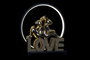 DKD Home Decor Love conejitos Decoracion Luminosa Dorado Negro 30 x 31.5 x 11 cm Resina LED USB