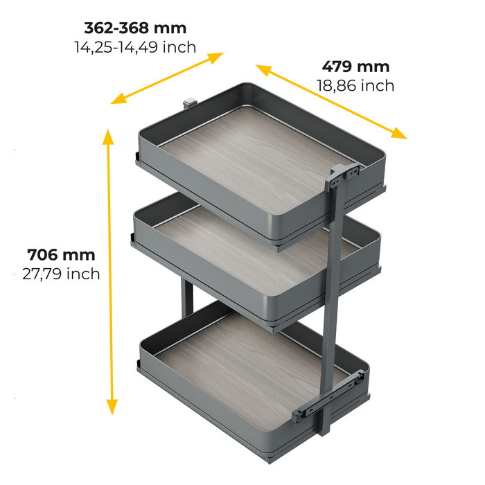 Emuca Carro extraíble Harmony con cierre suave, Módulo ancho 400mm alto 800mm, Acero y Madera, Gris antracita Emuca Carro extraíble Harmony con cierre suave, Módulo ancho 400mm alto 800mm, Acero y Madera, Gris antracita