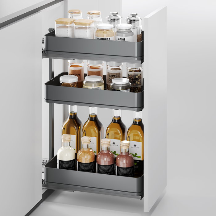 Emuca Carro extraíble Harmony con cierre suave, Módulo ancho 400mm alto 800mm, Acero y Madera, Gris antracita Emuca Carro extraíble Harmony con cierre suave, Módulo ancho 400mm alto 800mm, Acero y Madera, Gris antracita