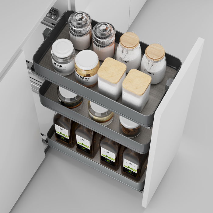 Emuca Carro extraíble Harmony con cierre suave, Módulo ancho 400mm alto 800mm, Acero y Madera, Gris antracita Emuca Carro extraíble Harmony con cierre suave, Módulo ancho 400mm alto 800mm, Acero y Madera, Gris antracita