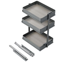 Emuca Carro extraíble Harmony con cierre suave, Módulo ancho 400mm alto 800mm, Acero y Madera, Gris antracita