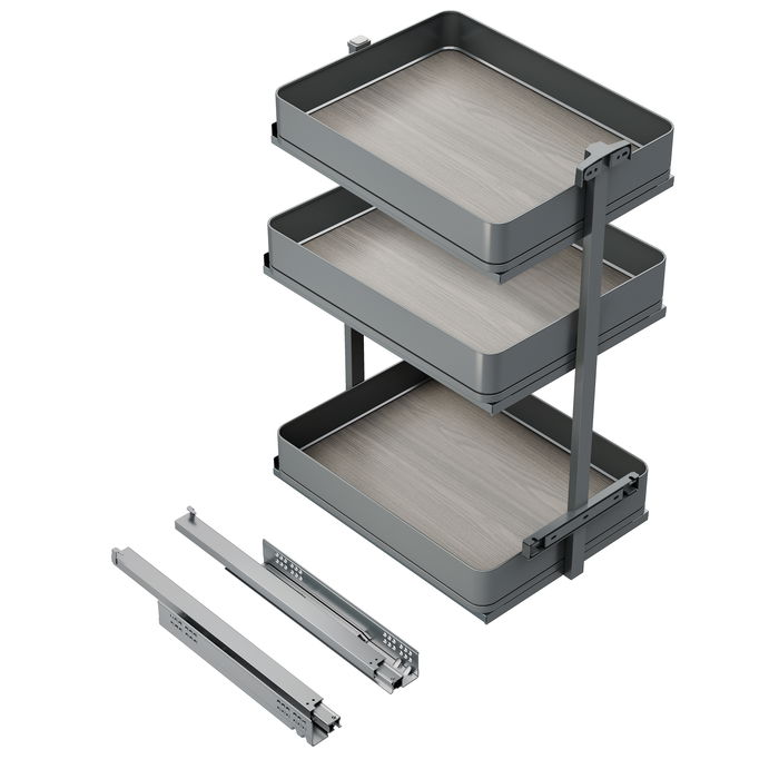 Emuca Carro extraíble Harmony con cierre suave, Módulo ancho 400mm alto 800mm, Acero y Madera, Gris antracita Emuca Carro extraíble Harmony con cierre suave, Módulo ancho 400mm alto 800mm, Acero y Madera, Gris antracita