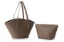 Lucky Bees 1284 Bolso Tote de Cuero de Polivinilo Color Visón Oscuro Elegante y Duradero
