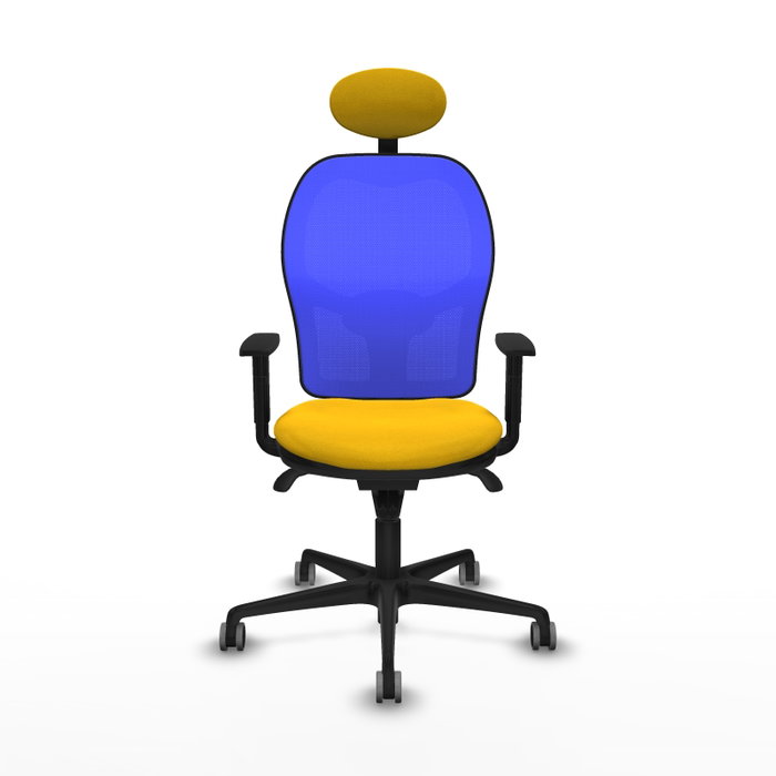 PIQUERAS Y CRESPO Silla de oficina Jorquera con mecanismo Sincro, Asiento Amarillo y Respaldo Azul PIQUERAS Y CRESPO Silla de oficina Jorquera con mecanismo Sincro, Asiento Amarillo y Respaldo Azul