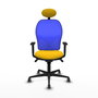 PIQUERAS Y CRESPO Silla de oficina Jorquera con mecanismo Sincro, Asiento Amarillo y Respaldo Azul