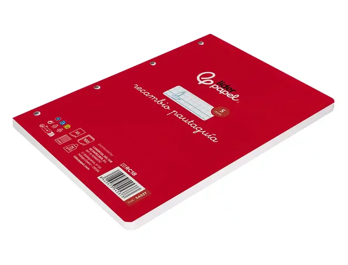 Liderpapel Recambio Cuarto Cuadriculado Pautado 100 Hojas 75gr con 6 Taladros Liderpapel Recambio Cuarto Cuadriculado Pautado 100 Hojas 75gr con 6 Taladros