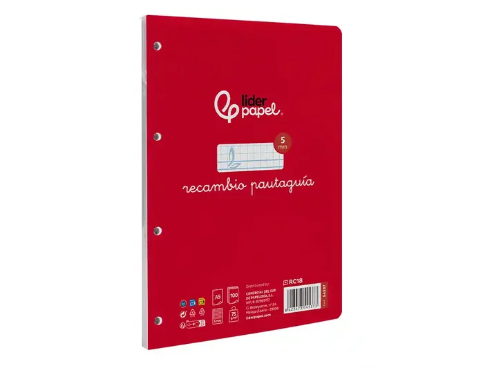 Liderpapel Recambio Cuarto Cuadriculado Pautado 100 Hojas 75gr con 6 Taladros Liderpapel Recambio Cuarto Cuadriculado Pautado 100 Hojas 75gr con 6 Taladros