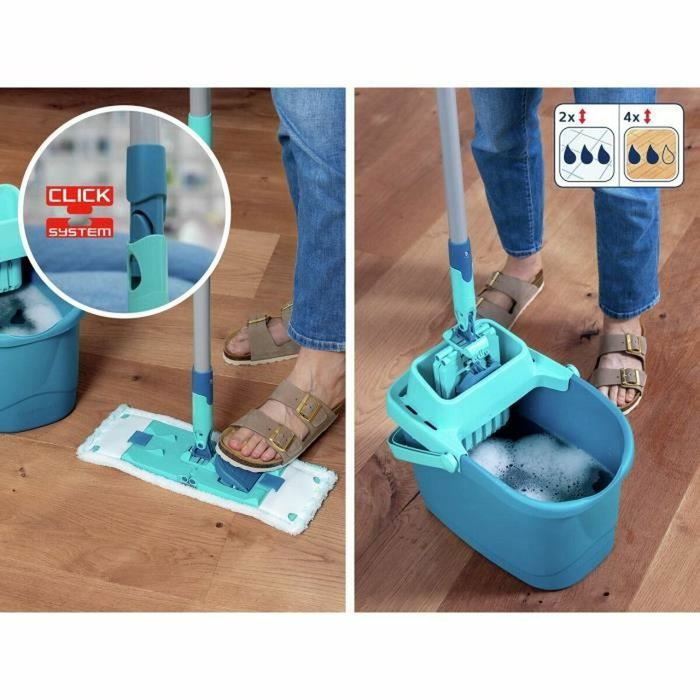 Leifheit PowerClean M Juego de fregona con cubo y escurridor Turquesa