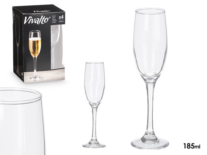 Vivalto Copa Cava 185 ml - Vidrio Transparente - 6.5x22.5x6.5 cm (Set de 24) Vivalto Copa Cava 185 ml - Vidrio Transparente - 6.5x22.5x6.5 cm (Set de 24)