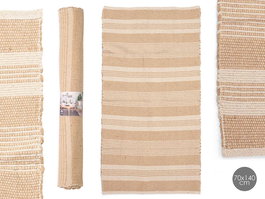 Giftdecor Alfombra 2 Colores 70 x 140 cm de Algodón Blanco y Marrón (Set de 8)