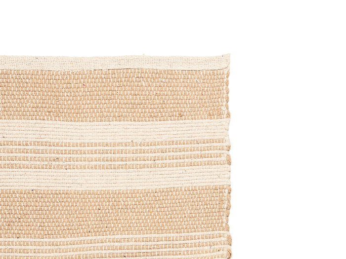 Giftdecor Alfombra 2 Colores 70 x 140 cm de Algodón Blanco y Marrón (Set de 8)