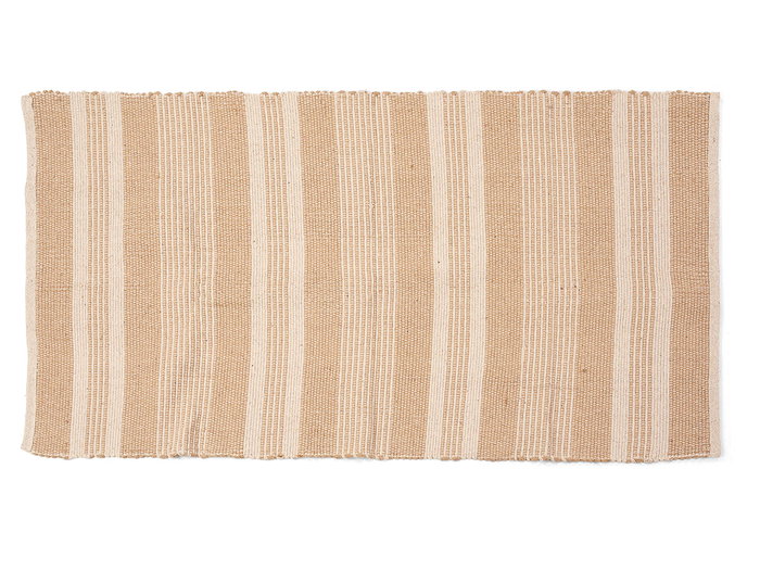 Giftdecor Alfombra 2 Colores 70 x 140 cm de Algodón Blanco y Marrón (Set de 8)