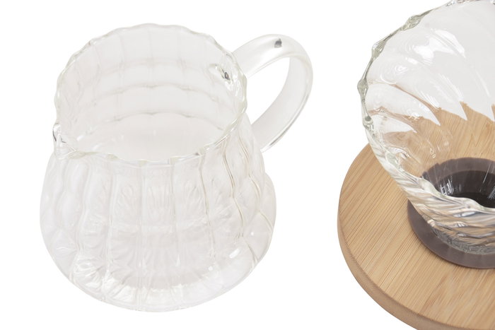 DKD Home Decor Cafetera Basicos Transparente Natural 400ml 12x18.5x13cm