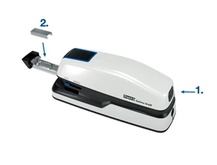 Rapid Grapadora Eléctrica Optima Grip Portátil Compacta, Grapado Automático o Manual, Capacidad 20 Hojas, Gris/Negro