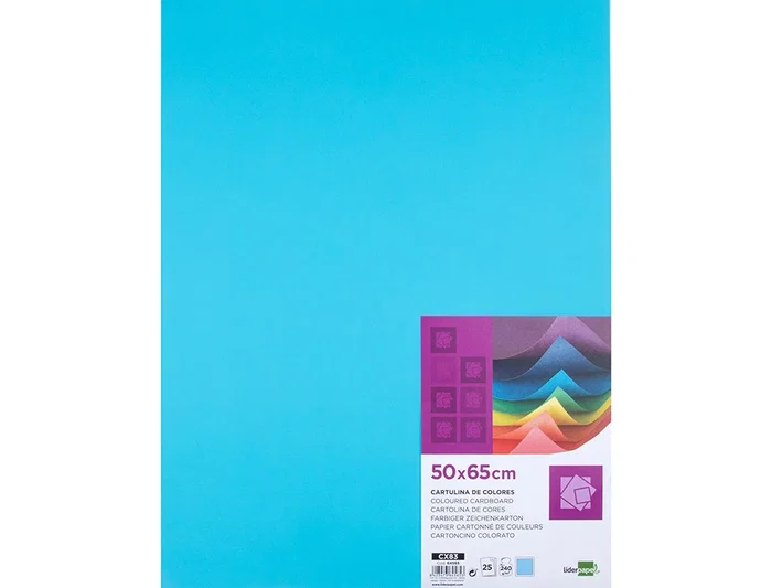 Liderpapel Cartulina 50x65 cm 240g/m2 Celeste Paquete de 25 Hojas para Dibujo y Manualidades