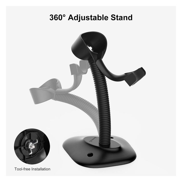 Inateck Lector de Códigos de Barras 1D BCST-33 Negro, Escáner Manual USB para EAN-13, Code 128, UPC-A, Con Soporte, 40 cm Rango