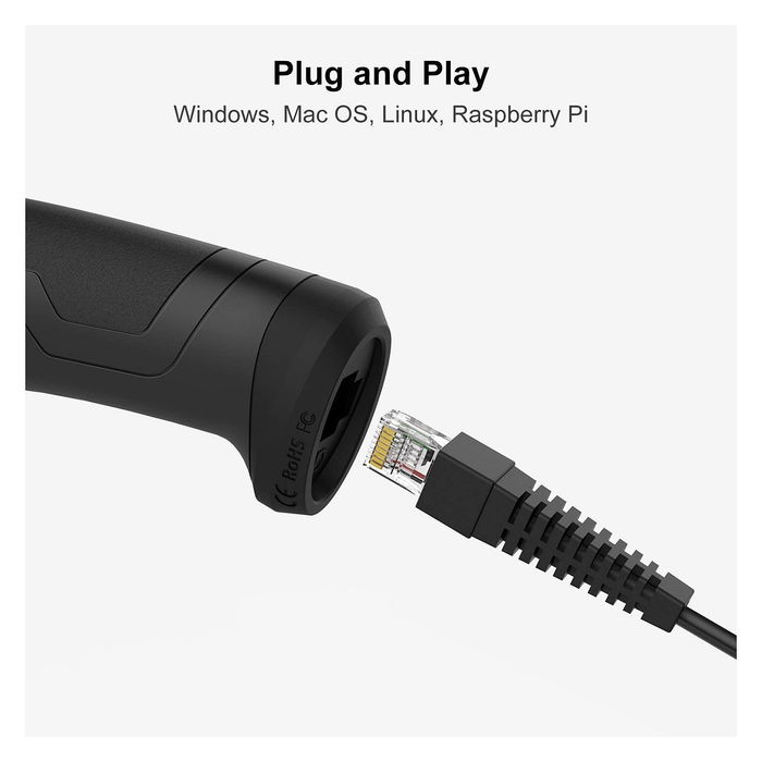 Inateck Lector de Códigos de Barras 1D BCST-33 Negro, Escáner Manual USB para EAN-13, Code 128, UPC-A, Con Soporte, 40 cm Rango